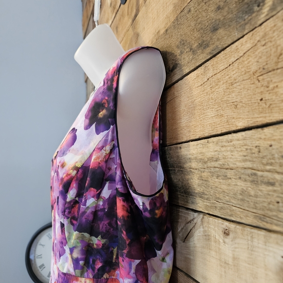 Liz Caliborne Women Sleeveless Floral Purple/pink Midi Fit/flare Dress Size 16 - Picture 9 of 12